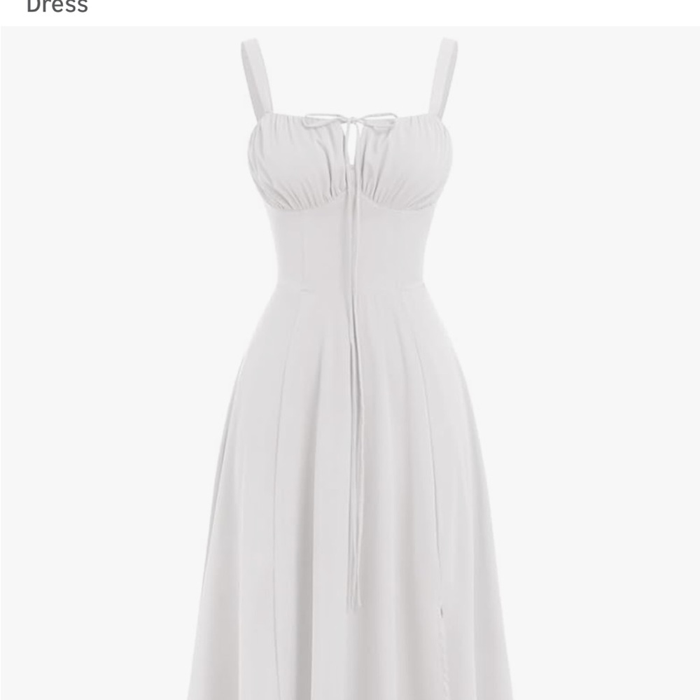 White Maxi Dress with Cinched Bodice